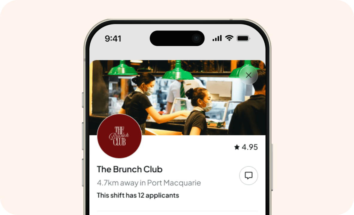 Shift detail for a Sydney venue in the Shiftly app